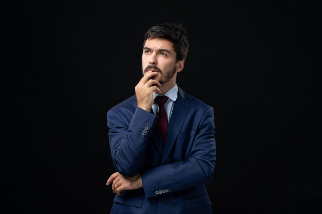 professional man standing city night dark blue